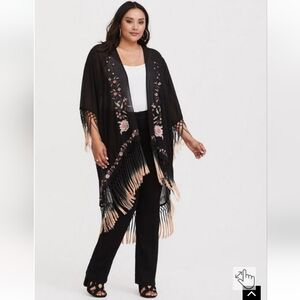 Chiffon Fringe Hem Kimono